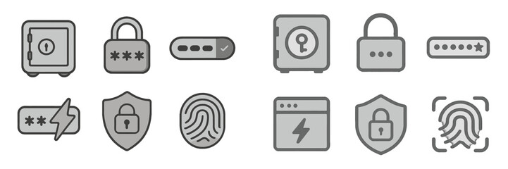 Poster - Icons representing security, privacy, and authentication methods in a modern design layout