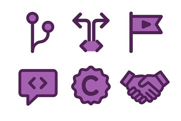 Aufkleber - Symbols representing technology, communication, collaboration, and digital platforms used in various online activities