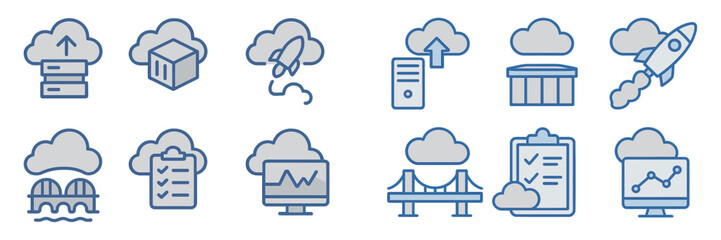 Poster - Cloud storage icons representing various aspects of digital services and data management in a modern context