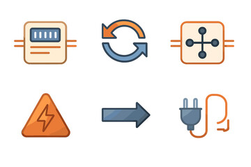 Poster - Various icons representing technology concepts related to connectivity and energy management