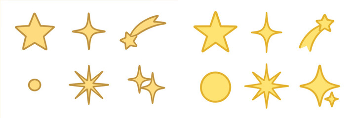 Aufkleber - creative designs featuring various yellow star shapes and celestial elements for artistic projects