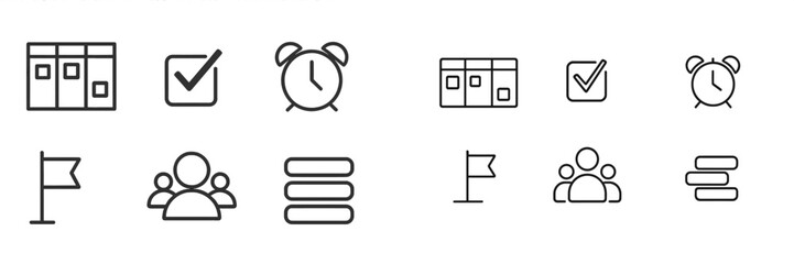Poster - Icons representing various organizational and scheduling concepts in a simple, clean design suitable for digital applications