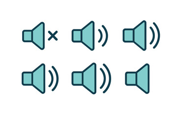 Poster - Sound icons arranged in a grid showing different audio settings and volume levels for user interface design