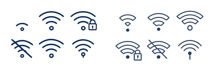 Poster - Wireless connection symbols depicting various network statuses and security options