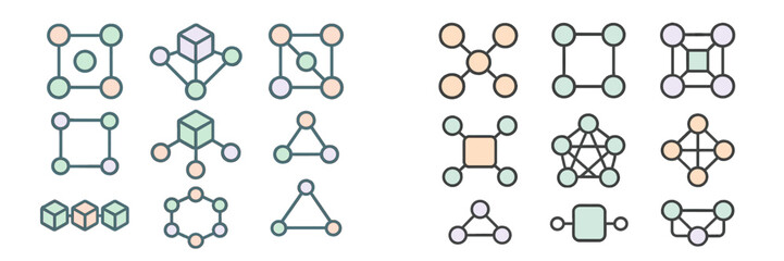 Poster - Various geometric shapes and connections presented in a modern graphic design layout
