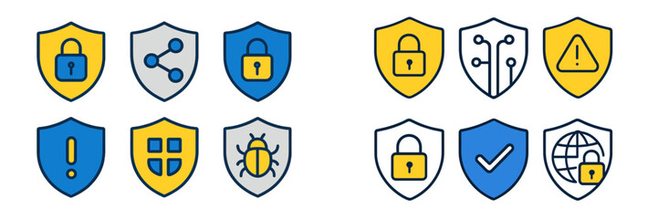 Poster - Colorful security icons representing various cybersecurity concepts and tools displayed in a grid layout