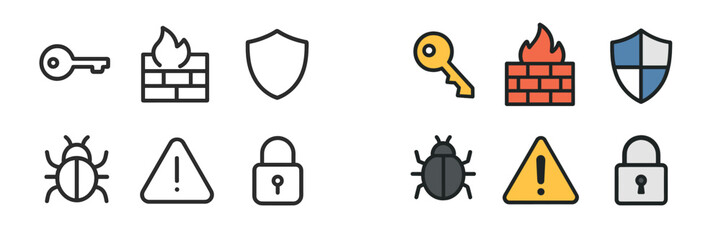 Poster - Exploring cybersecurity symbols and icons depicting safety measures and threats in technology