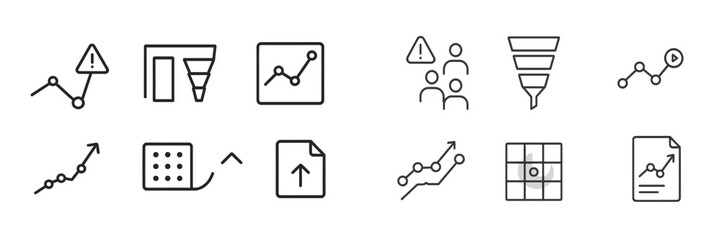 Poster - Icons representing data analysis and visualization used for business intelligence in various contexts