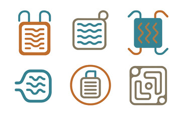 Poster - Design elements featuring various abstract patterns resembling waves and circuits in vibrant colors for artistic projects