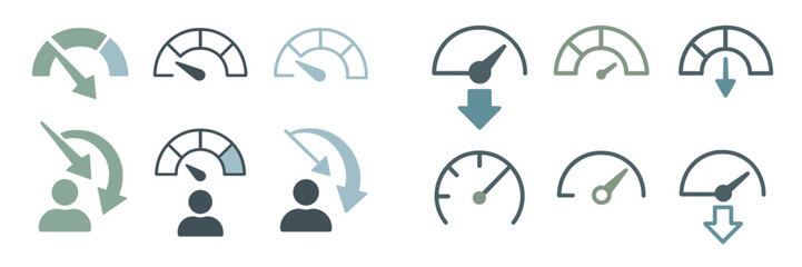 Poster - Graphic representation of various speedometer icons indicating different levels of performance and progress