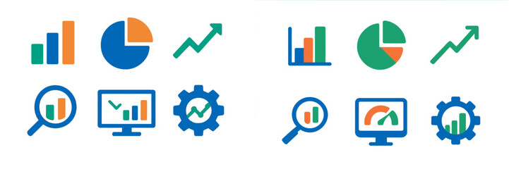 Poster - Visual representation of business analytics with graphs, charts, and performance indicators in a design setting