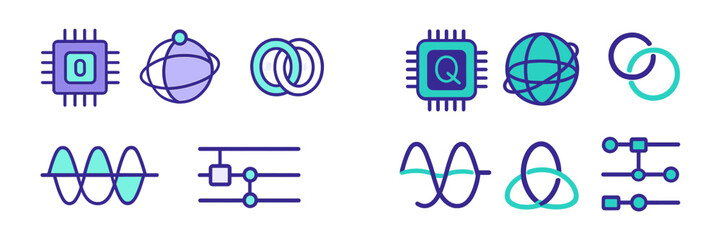 Poster - Digital technology symbols representing artificial intelligence and data processing on a clean backdrop