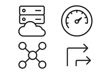 Poster - Digital icons representing cloud computing, data speed, and network connections displaying modern technology concepts