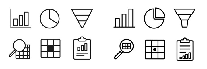 Poster - Collection of data visualization icons showcasing graphs, charts, and analytics tools commonly used in presentations