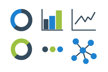 Poster - Visual representation of data analysis tools with graphs, charts, and network diagrams for effective information display