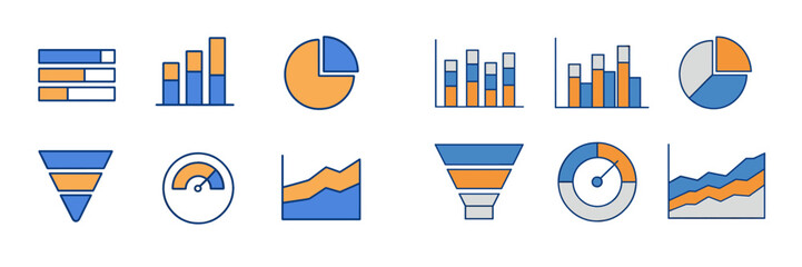 Poster - Data visualization tools display various types of charts and graphs for effective analysis and presentation in modern digital formats