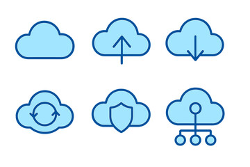 Poster - Various cloud computing icons illustrating upload, download, synchronization, security, and data organization concepts