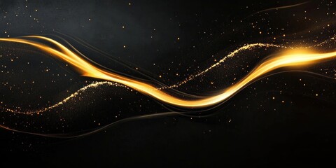 Poster - Abstract Golden Wave Element on Black Background for Elegant Business Cards and Luxury Designs