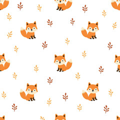  Cute Fox Pattern with Autumn Leaves