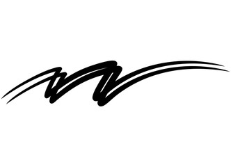 Poster - Curved double striped line, underline. Abstract vector black pattern on white background. Sporty design element. Vector background. Decor for car body, boat, sportswear, toy