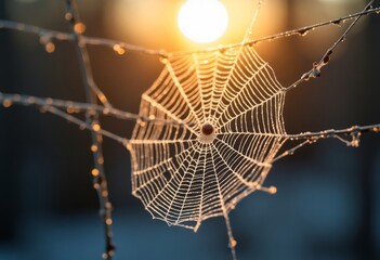 spider web with dew drops