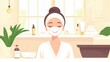 © Jeloart - Vector Art of Woman in Spa Facial Session