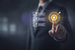 © abdur - Strategic goal setting and business planning concept with a businessman pointing at a target icon and checklist. Ideal for success, productivity, project execution and leadership content.