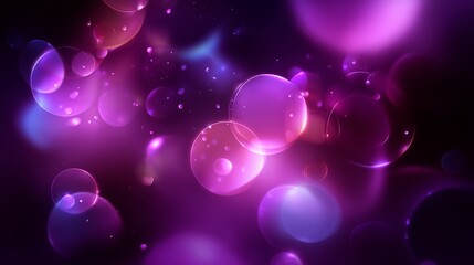 Poster - Colorful abstract bubbles floating in a dark background creating a dreamy atmosphere at night
