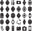 © AB Basir - Minimal Black Wrist Watch and Tool Icon Set in Silhouette Style