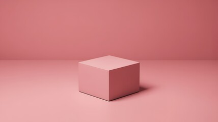 Minimalist pink cube on a pink background with subtle grid pattern