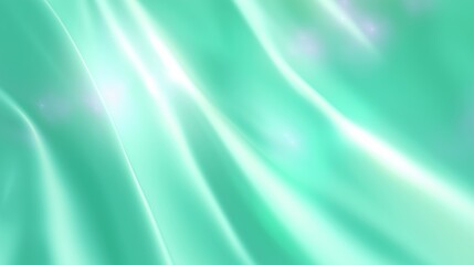 Poster - Gentle waves of shimmering teal fabric flowing gracefully in soft light