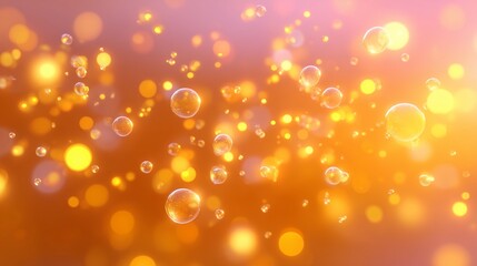 Poster - Abstract background of golden bubbles and glowing lights creating a dreamy atmosphere for creative projects