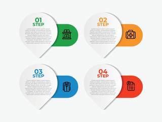 Wall Mural - steps infographic template with 4 options. flowchart that can be used for business report, data visu