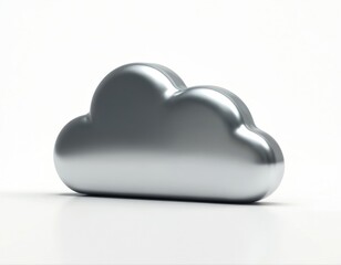 Poster - chrome cloud icon digital storage, web design. metallic symbol represents data, servers, cyberspace,