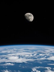 moonrise over earth space photography cosmic environment aerial view celestial concept