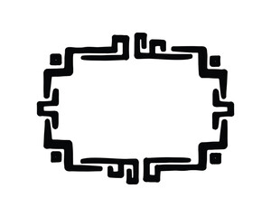 Poster - Abstract Geometric Frame, Black Ink Pattern Border, Hand Drawn Style, Isolated Design Element, Vector Illustration