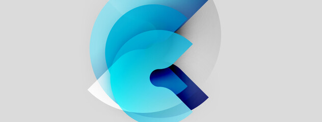 Poster - Abstract logo design features swirling blue shapes. Gradient colors create dynamic visual effect on light gray background. Modern, clean aesthetic.