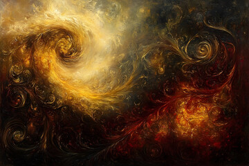 Wall Mural - abstract swirling fire and gold patterns dynamic energy composition