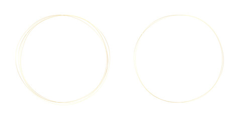 Poster - Two Gold Circle Frames Isolated on White Background. Geometric Golden Rings Vector Illustration
