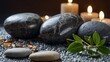 © FutureBrains Studio - Spa relaxation scene with smooth stones and glowing candles arranged in a peaceful setting to evoke calm, balance, and serenity for wellness and self-care rituals