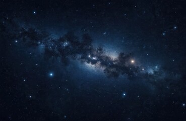 Wall Mural - Vast expanse of starry night sky, deep blue cosmic background with twinkling stars, nebula clouds. Infinite universe, galactic journey, astronomy, science exploration themes. Celestial background,