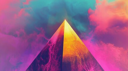 Wall Mural - glowing pyramid floating in colorful nebula clouds