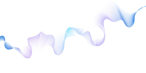 Poster - Dynamic sound wave isolated on white background. Musical particle pulsing. Blue energy flow concept. 3D rendering.