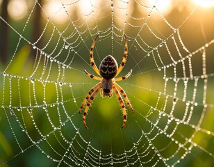 A yellow spider on web