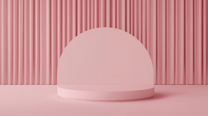 Poster - Abstract pink podium for product display with curtains. Cylinder stage on pink background 3d illustrations