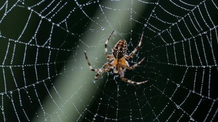 garden spider web dew drops nature macro