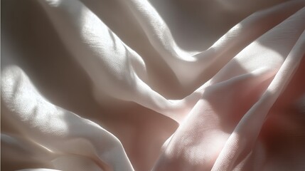 Poster - Soft fabric drapes gracefully to reveal delicate textures and subtle shadows in warm light during a calm morning