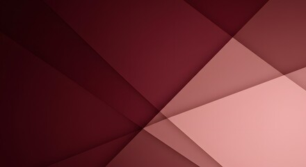 Poster - Abstract geometric background with overlapping triangles in shades of burgundy, maroon, and light pink, creating a modern and elegant design.