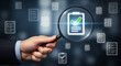 © ekhtiar - Magnifying glass inspecting approved checklist document with checkmark