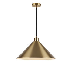 Brass cone pendant light fixture isolated on transparent background